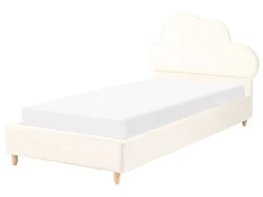 Barneseng Sky Fløyel BELLEVUE 90 x 200 cm Lys beige v:4312778