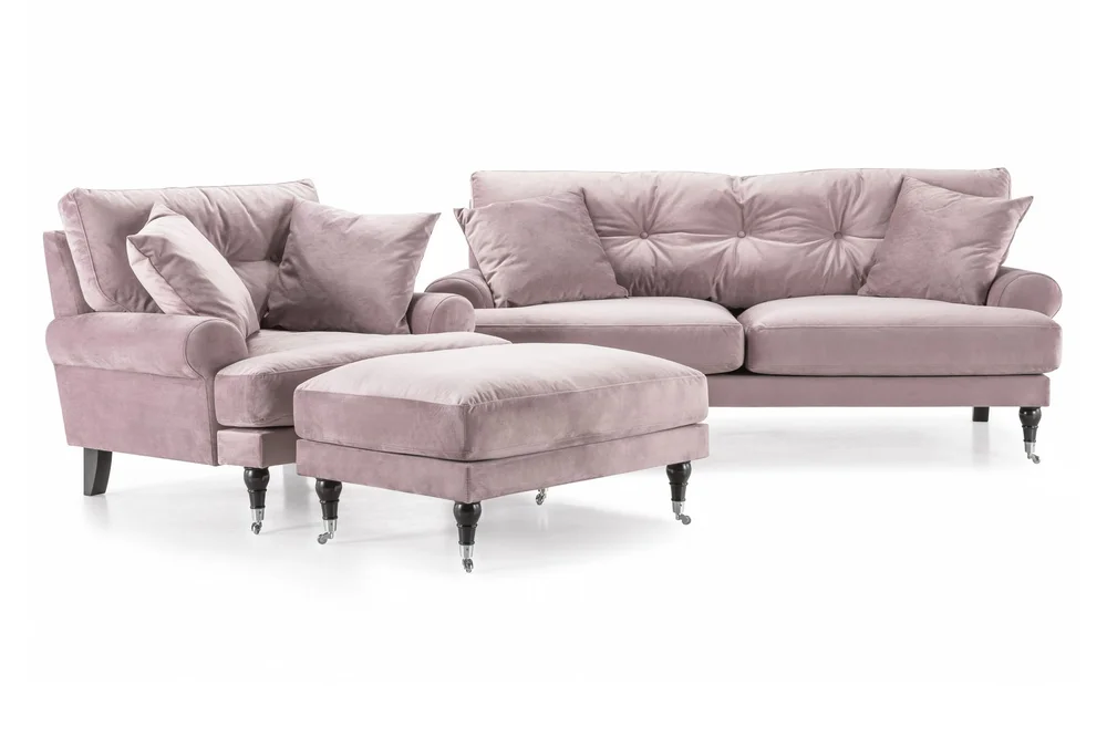 Andrew Sofagruppe 2-seter Sofa + Lenestol + Fotskammel i Fløyel v:7849720