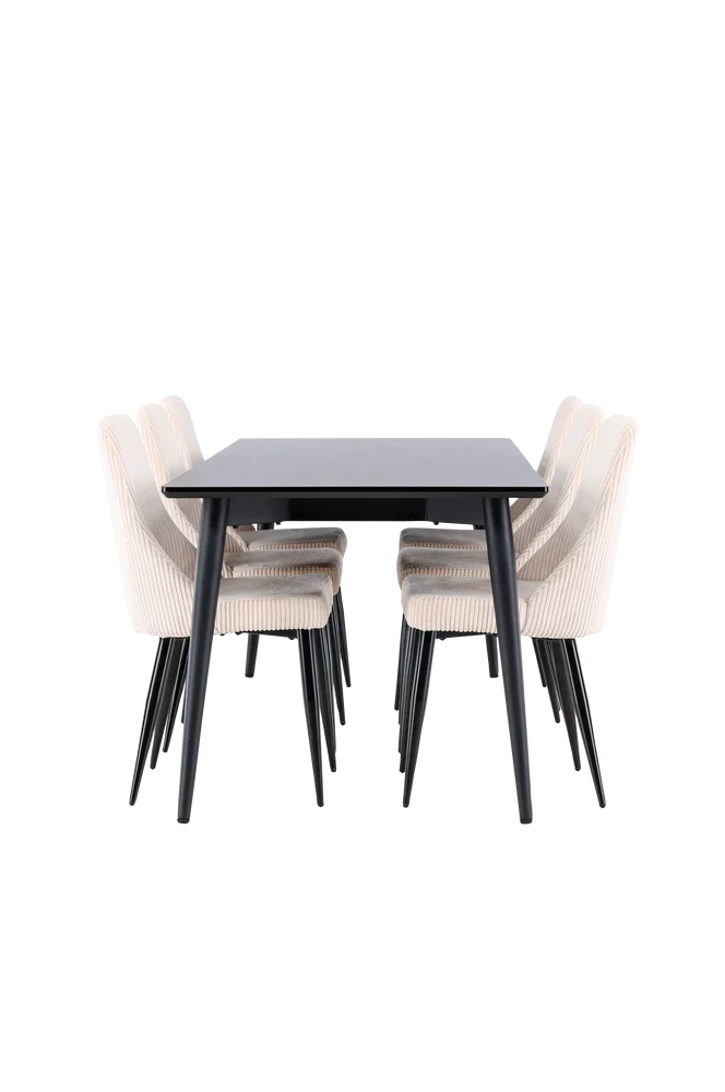 Ellis spisebord med Leone spisestol – Beige m v:2057692 Ellis spisebord med Leone spisestol – Beige m v:2057692