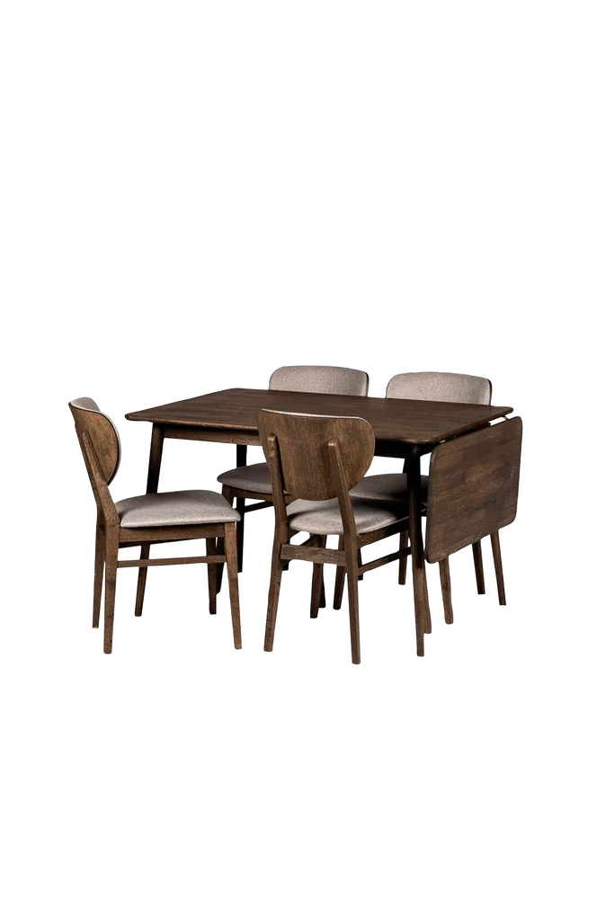 Nyborg With Chairs -bord med nedfellbar plate og 4 Smögen-stoler – Brun m v:8640368 Nyborg With Chairs -bord med nedfellbar plate og 4 Smögen-stoler – Brun m v:8640368