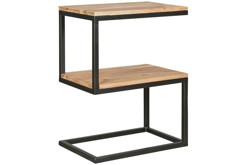 Sidebord Wohnling Massivt tre, S Cube, metallramme i landlig stil Akasie v:9728616