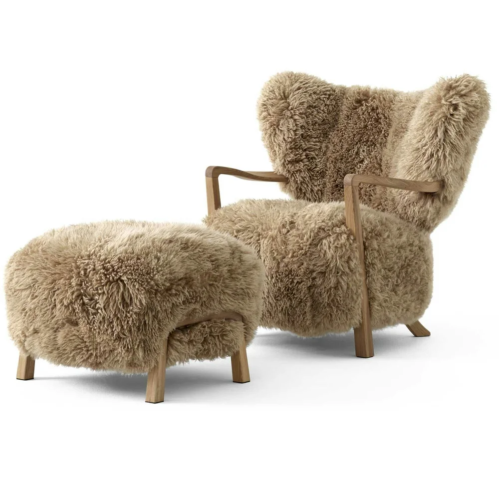 Wulff ATD2 Loungestol + ATD3 Fotskammel, Eik/ Sheepskin Honey v:6655567