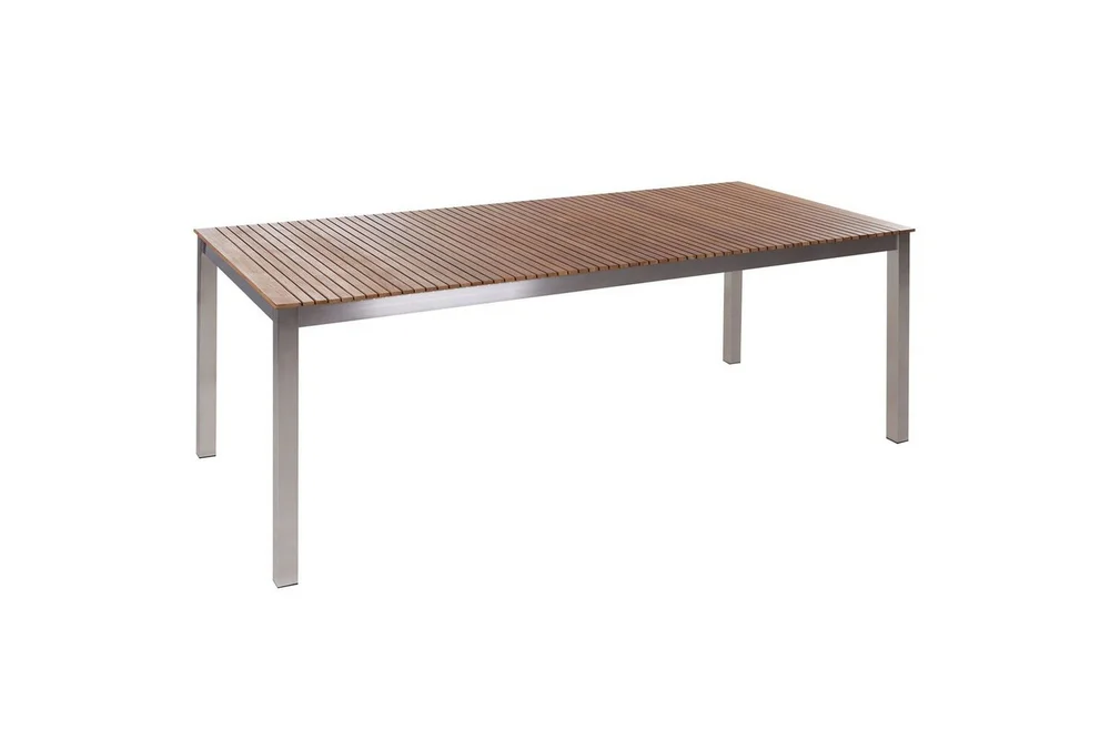 Trädgårdsbord Beliani Viareggio Light wood||Silver v:3643460