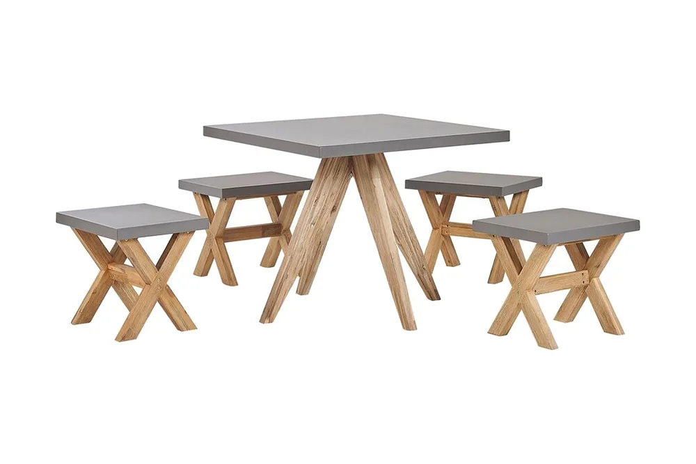 Hagesett med bord og 4 krakker 90 x 90 cm OLBIA v:5210914