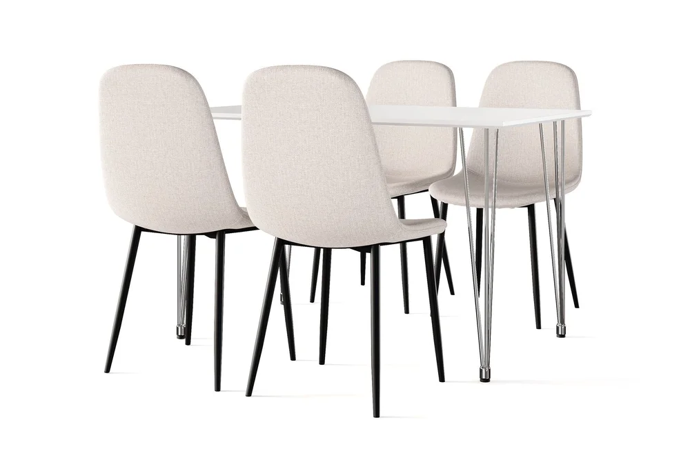 Kronblom Spisebord 120 cm + 4 stk Nibe stol beige med svarte ben v:5953904