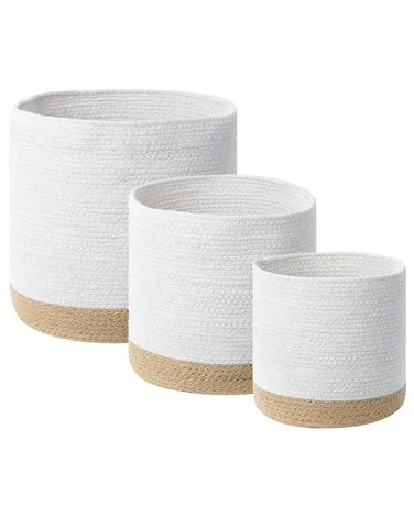 Sett med 3 kurver BASIMA Bomull Hvit v:8399377 Sett med 3 kurver BASIMA Bomull Hvit v:8399377