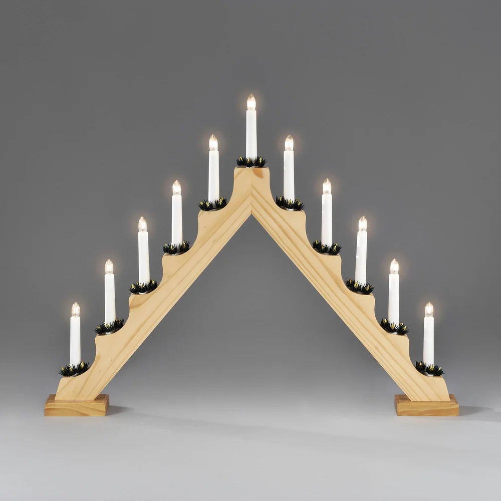 Lysestake i tre, 51 cm, 11 lyspærer – Beige – Belysning | m v:7016467