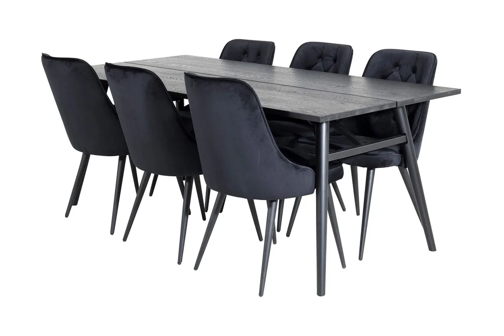 Zenazmi Spisegruppe 195 cm inkl. 6 Valera Lyx Fløyelsstoler v:3027212