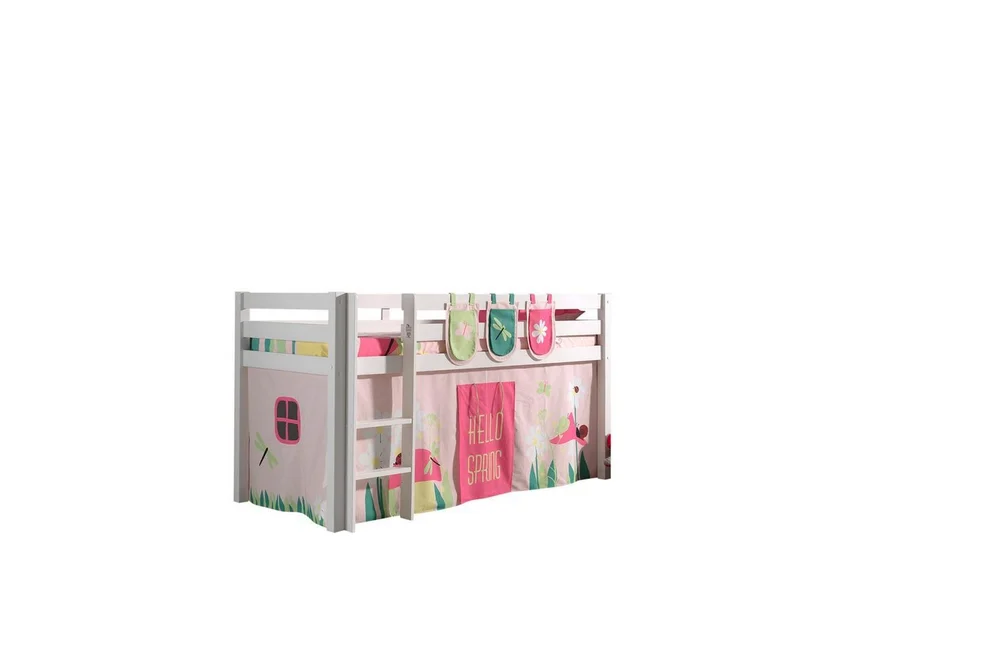 Middelseng med gardin Pino Spring Hvit, Hvit, Uten sklie, Uten tunnel, 3 v:8860172