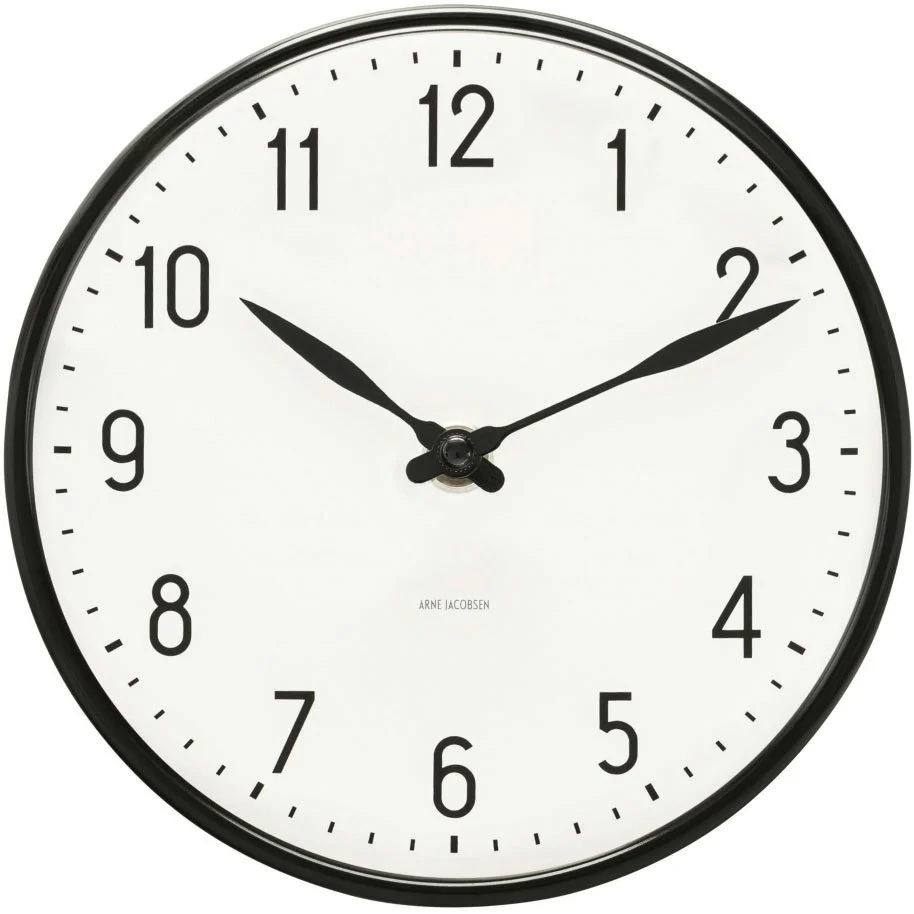 Station Veggklokke Svart / Hvit, 210 mm v:3013073
