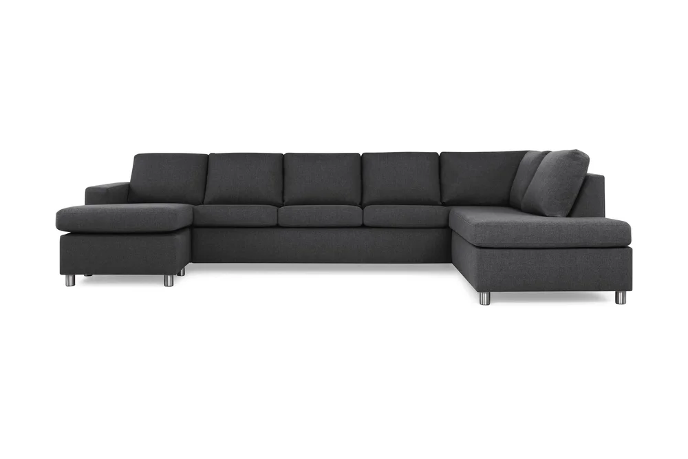 Crazy 5-seters Høyrevendt U-formet X-Large Sofa med Divan og Sjeselong i Stoff v:6243790