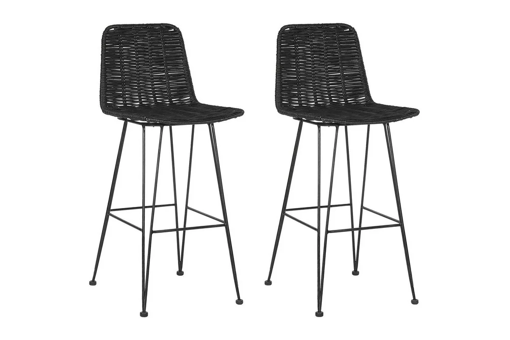Barstol Beliani Cassita set om 2 Natur-Beige-Svart Black v:1127018 Barstol Beliani Cassita set om 2 Natur-Beige-Svart Black v:1127018