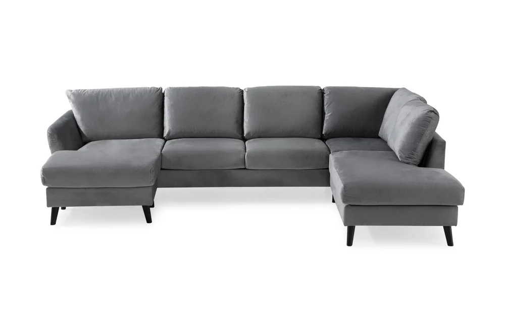 Trend 4-seters Høyrevendt U-formet Sofa med Divan og Sjeselong i Fløyel v:8253257