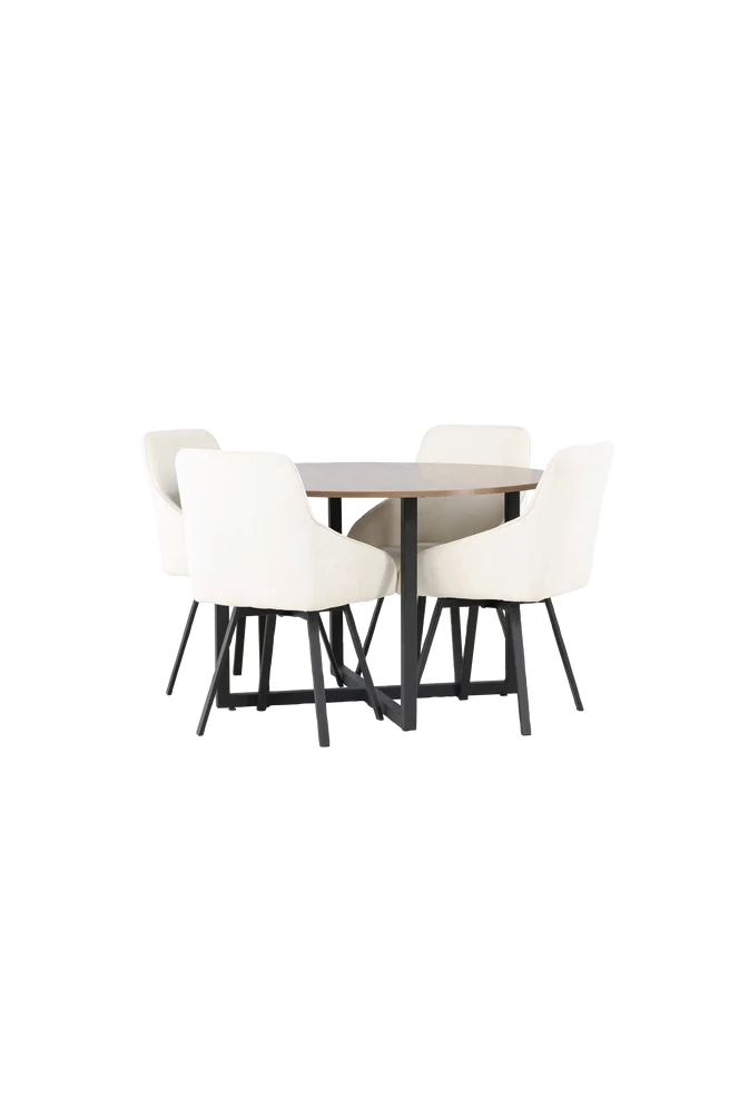 Spisegruppe Durango med 4 stk stoler Rosie - Brun m v:8686832