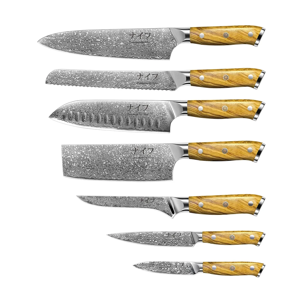 Damascus by Hâws knivsett 7-deler v:7530459 Damascus by Hâws knivsett 7-deler v:7530459