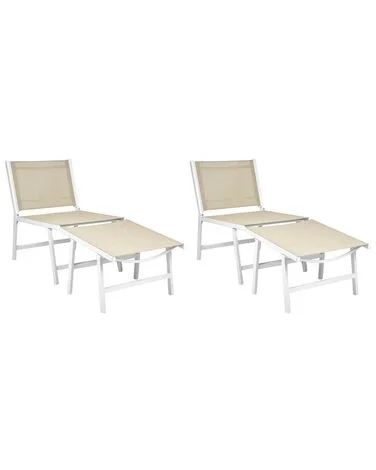 Sett med 2 hagestoler MARCEDDI Metall Hvit/beige v:1050351