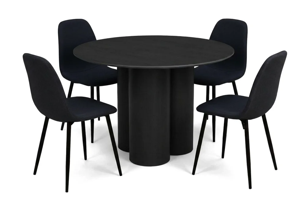 Juno spisegruppe rund 110 cm svart med 4 Nibe spisestoler v:3752719