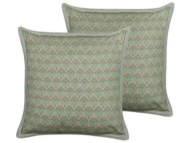 Sett med 2 pynteputer PICTUS 45 x 45 cm Fløyel Grønn Plantemønster v:659852 Sett med 2 pynteputer PICTUS 45 x 45 cm Fløyel Grønn Plantemønster v:659852