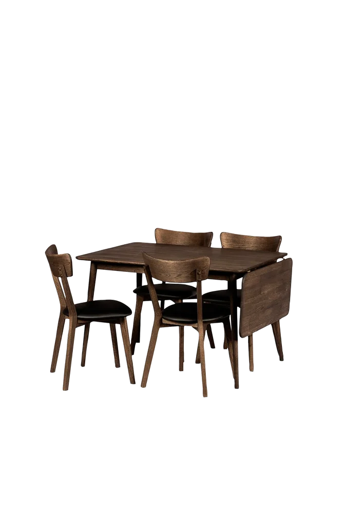 Nyborg With Chairs -bord med nedfellbar plate og 4 Ekeby-stoler – Brun m v:7945118