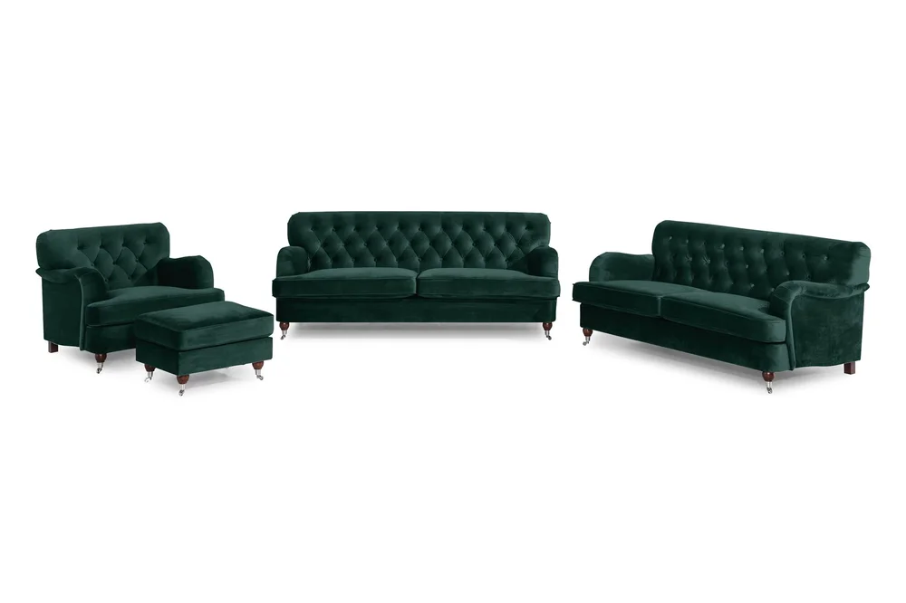 Howard Riviera Sofagruppe 3-seters + 2-seters Sofa + Lenestol + Fotskammel i Fløyel v:6404271