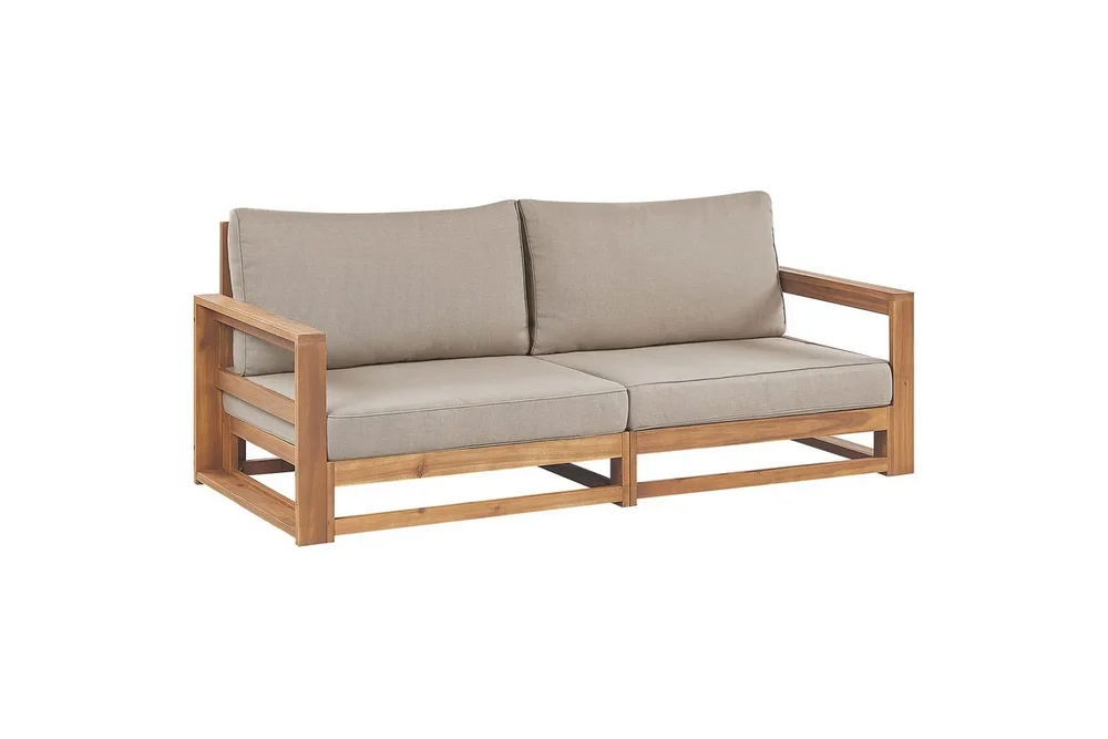 2-sitssoffa Beliani Timor Ljus trä/grått/beige, Ja Light wood||Grey||Beige v:2263631 2-sitssoffa Beliani Timor Ljus trä/grått/beige, Ja Light wood||Grey||Beige v:2263631