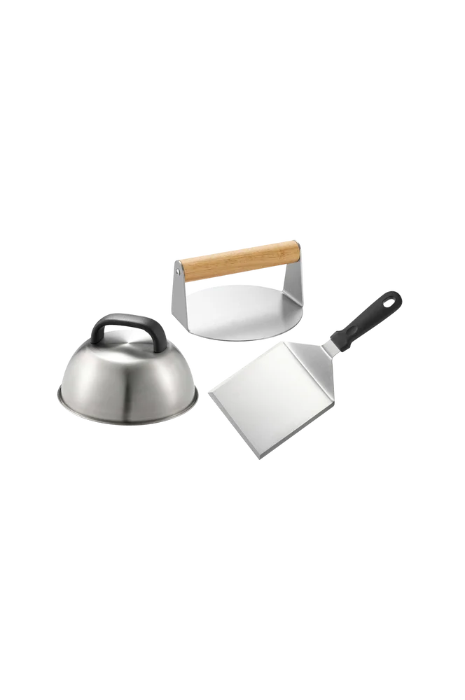 Smash Burger Set Sarika 3 stk Smasher Turner Lid – Sølv – Kjøkken & husholdning | m v:5453987
