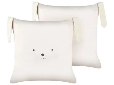 Sett med 2 pynteputer CONEY 45 x 45 cm Bomull Lys beige v:7053864