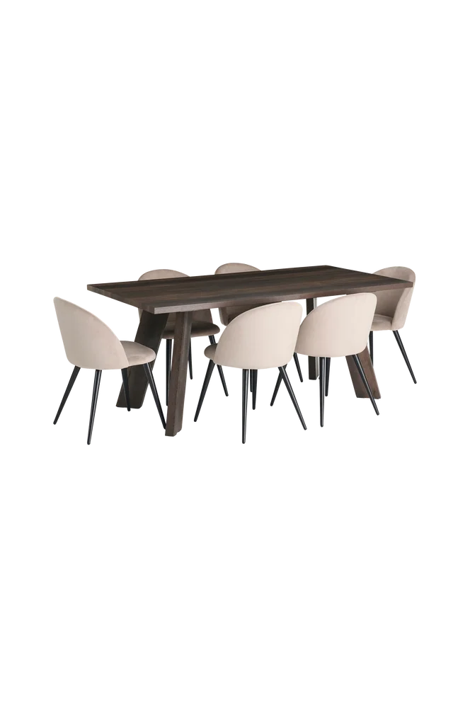 Country spisegruppe med 1 bord + 6 stoler – Brun m v:3736061 Country spisegruppe med 1 bord + 6 stoler – Brun m v:3736061