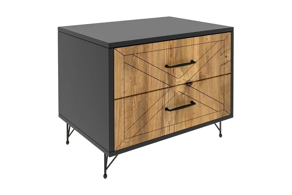 Myrvallen Nattbord 50 cm med Oppbevaring 2 Skuffer v:6306601