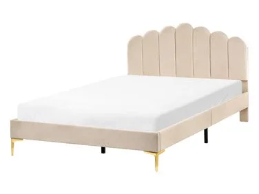 Seng Fløyel SAUVIAN 140 x 200 cm Beige v:8903041