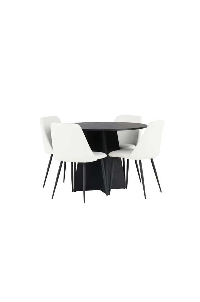 Spisegruppe Bootcut med 4 stk stoler Night - Svart m v:6983144