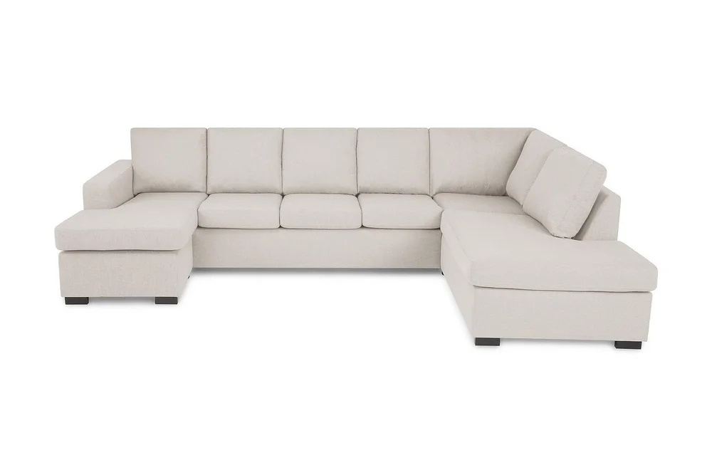 Crazy 5-seters Høyrevendt U-formet X-Large Sofa med Divan og Sjeselong i Stoff v:7794840
