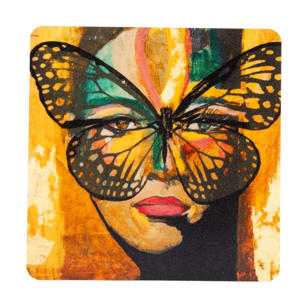 Golden Butterfly glassbrikke 9×9 cm v:8642892 Golden Butterfly glassbrikke 9×9 cm v:8642892