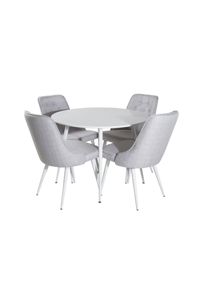 Spisegruppe Plaza med 4 stk spisestoler Velvet Deluxe - Hvit m v:5029953