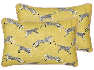 Sett med 2 pynteputer ARALES 30 x 50 cm Bomull Gul v:1359698