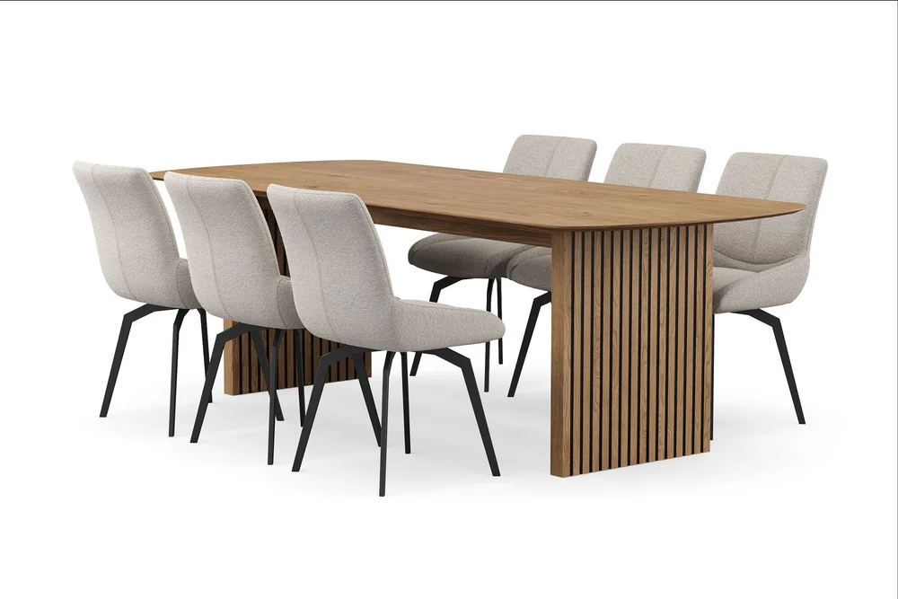 Richeto spisegruppe 240 cm med 6 Mora snurrestoler v:2737966