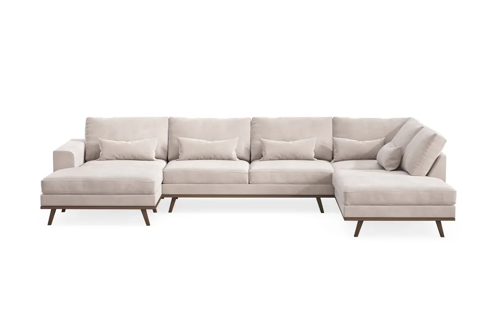 Copenhagen 5-seters Høyrevendt U-formet Large Sofa med Divan og Sjeselong i Fløyel v:1534120 Copenhagen 5-seters Høyrevendt U-formet Large Sofa med Divan og Sjeselong i Fløyel v:1534120