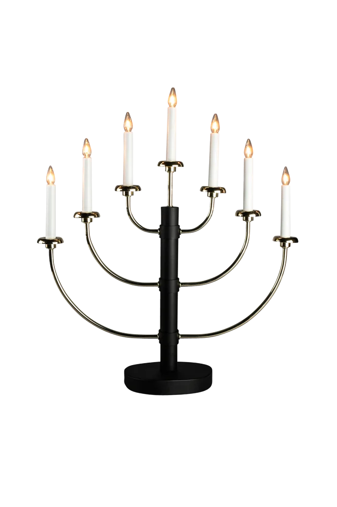 Lysestake i metall, 57,5 cm, 7 pærer – Svart – Belysning | m v:9804551