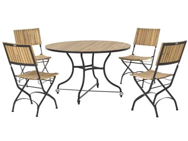 Spisegruppe til uteplassen 4-seters LASCARI Sammenleggbar Akasietre Lysebrun v:6422618