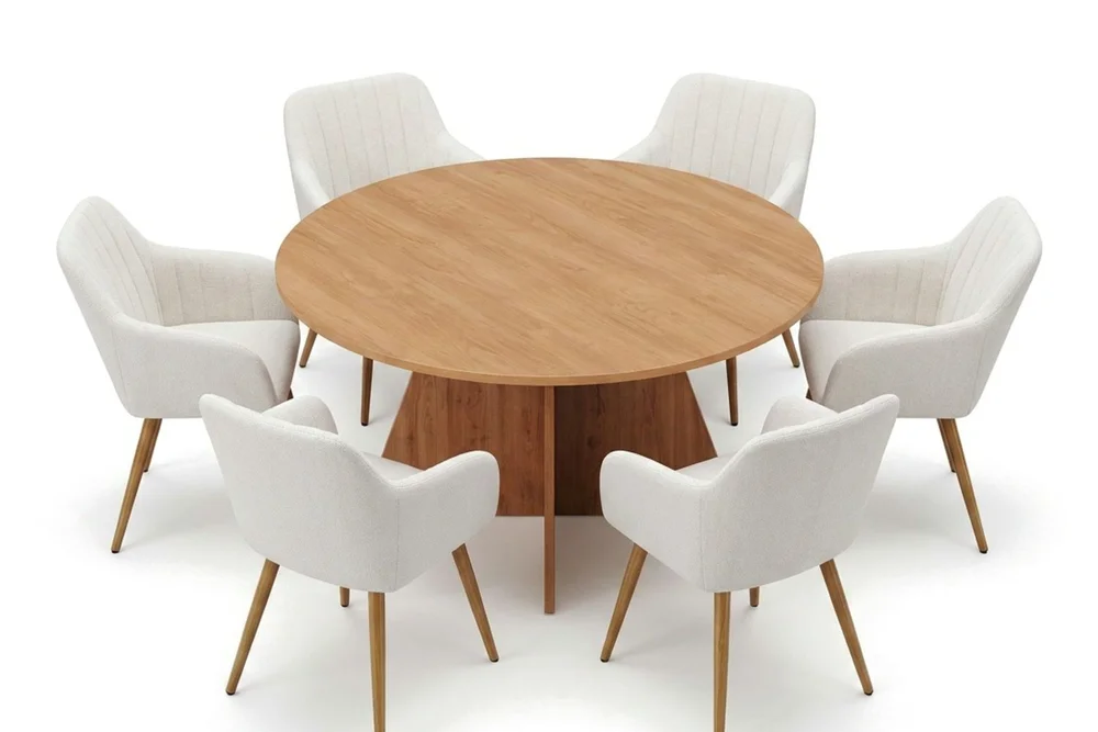 Vera spisegruppe rund 150 cm eik med 6 Filippa spisestoler v:3954627