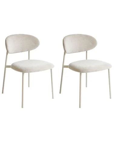 Sett med 2 spisestoler COWLEY Chenille Lys beige v:8002912 Sett med 2 spisestoler COWLEY Chenille Lys beige v:8002912