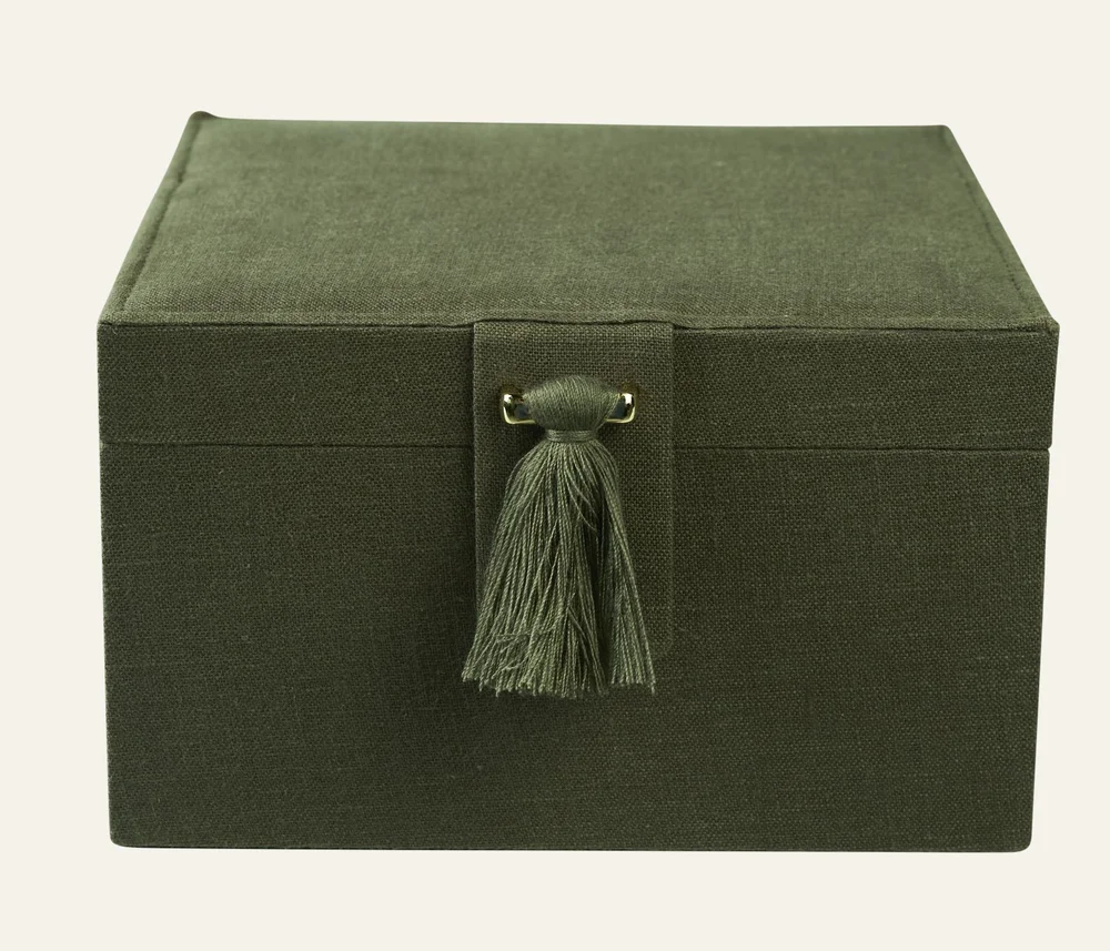 Smykkeskrin olivengrønn – 20×20 cm v:1268911