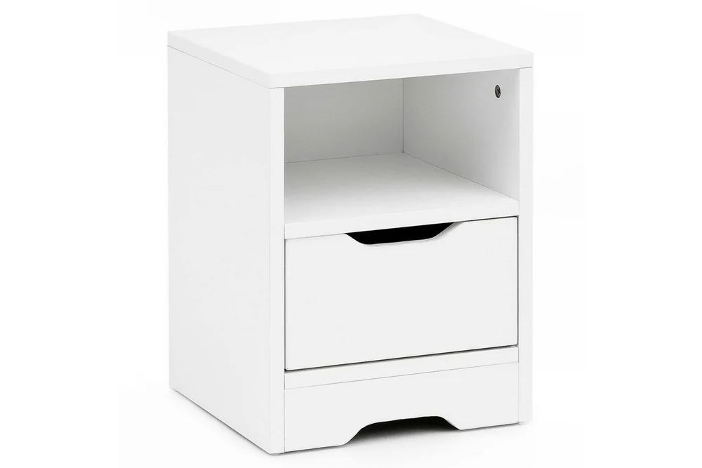 Nattbord Wohnling Hvit med 1 skuff Enkel moderne design og hylle v:3393903