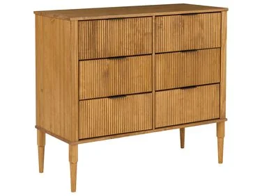 Kommode med 6 skuffer TAURIAC Furutre Lysebrun v:8523195