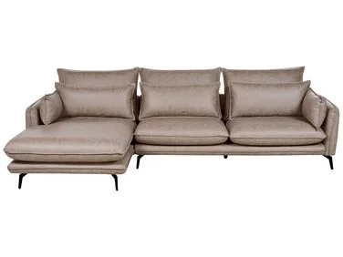 Hjørnesofa 3-seter GALLO Semsket kunstskinn Lysebrun Høyrevendt v:4821908 Hjørnesofa 3-seter GALLO Semsket kunstskinn Lysebrun Høyrevendt v:4821908