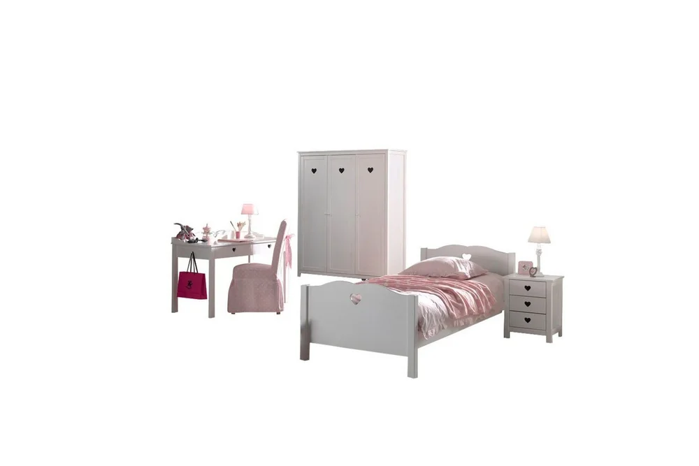 Seng med nattbord garderobe skrivebord Amori Hvit 3-dører v:7281503 Seng med nattbord garderobe skrivebord Amori Hvit 3-dører v:7281503