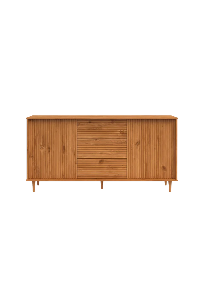 Jerzy Sideboard 160 cm med 2 dører og 3 skuffer i furu – Brun m v:5197669