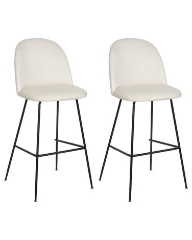 Sett med 2 barstoler ARCOLA Fløyel Off white v:766517