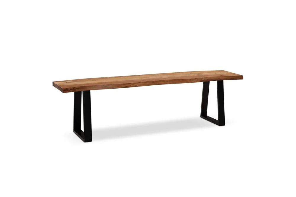 Spisestuebenk Wohnling Massivt tre med metallben trekant landlig stil Svart, Rett, 140 cm v:6700173