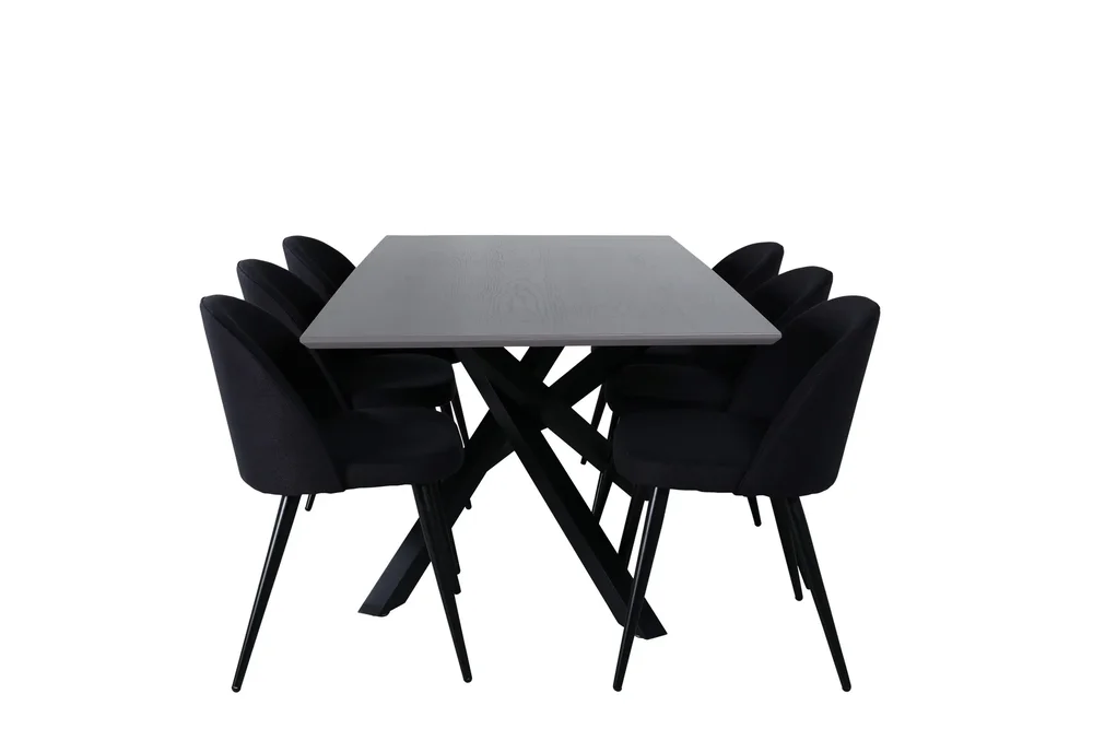 Piazza Spisegruppe 180 cm Rektangulær med 6 Velvet Stoler v:2849545